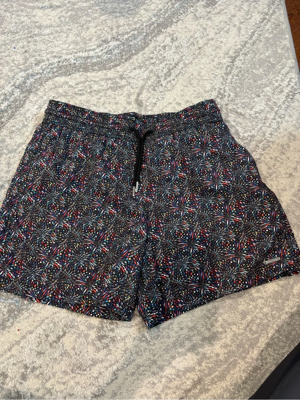 Jared Lang Multicolor Mosaic Swim Shorts with Black Liner